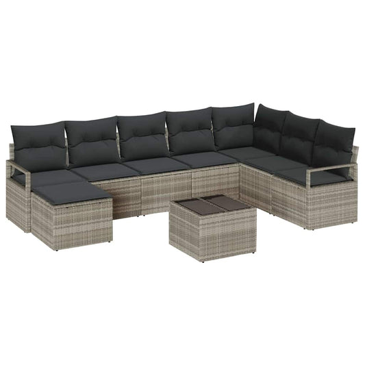 Garten-Sofa-Set mit Kissen mit Speicher 8 pcs Hellgrau