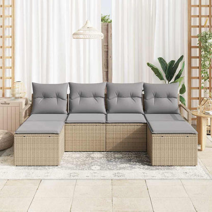 Garten-Sofa-Set mit Kissen mit Speicher 6 pcs Beige, Hellgrau