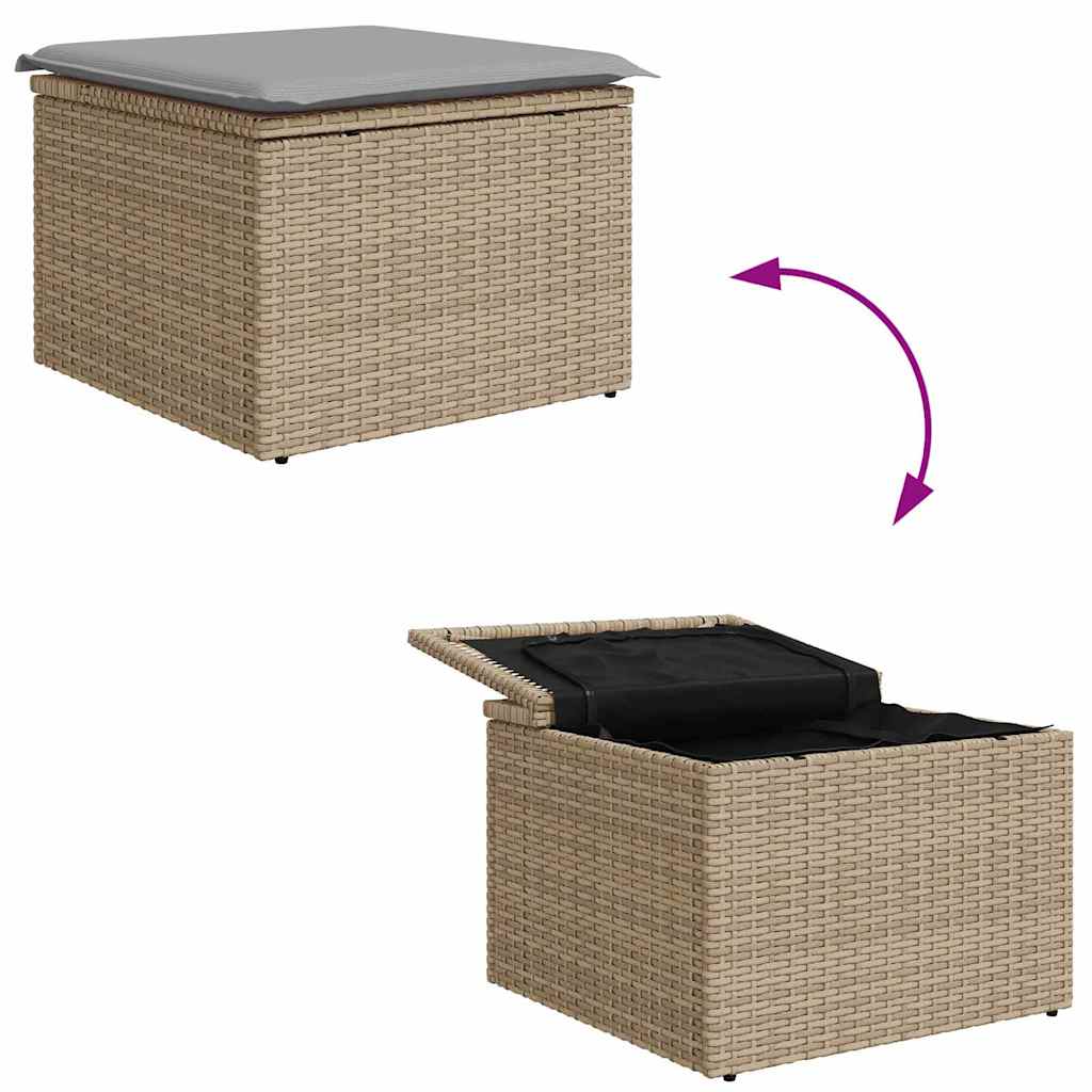 Garten-Sofa-Set mit Kissen mit Speicher 6 pcs Beige, Hellgrau