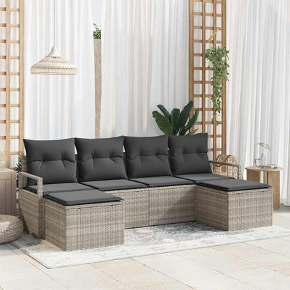 Garten-Sofa-Set mit Kissen mit Speicher 6 pcs Hellgrau