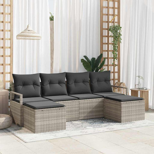 Garten-Sofa-Set mit Kissen mit Speicher 6 pcs Hellgrau
