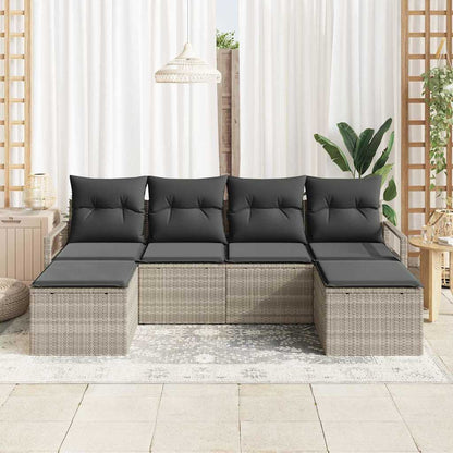 Garten-Sofa-Set mit Kissen mit Speicher 6 pcs Hellgrau