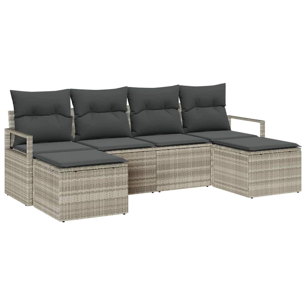 Garten-Sofa-Set mit Kissen mit Speicher 6 pcs Hellgrau