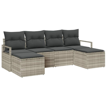 Garten-Sofa-Set mit Kissen mit Speicher 6 pcs Hellgrau