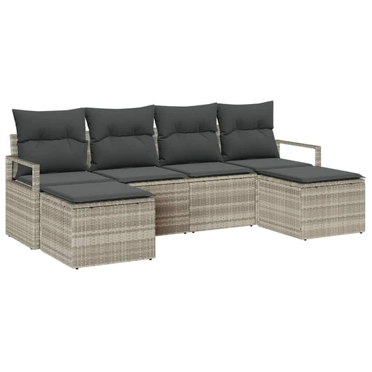 Garten-Sofa-Set mit Kissen mit Speicher 6 pcs Hellgrau