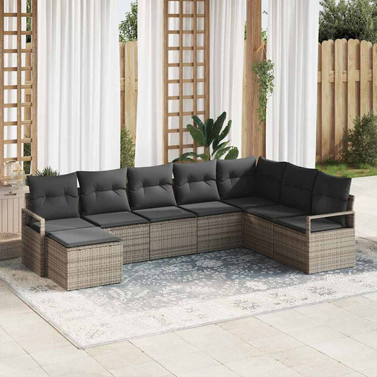 Garten-Sofa-Set mit Kissen mit Speicher 8 pcs Schwarz, Creme