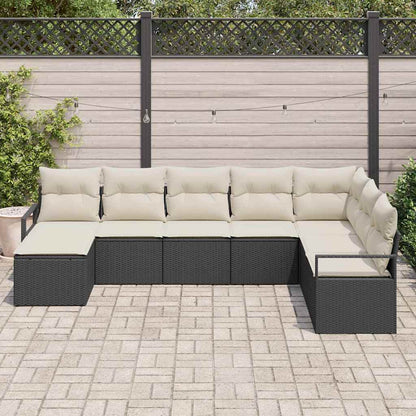 Garten-Sofa-Set mit Kissen mit Speicher 8 pcs Schwarz, Creme