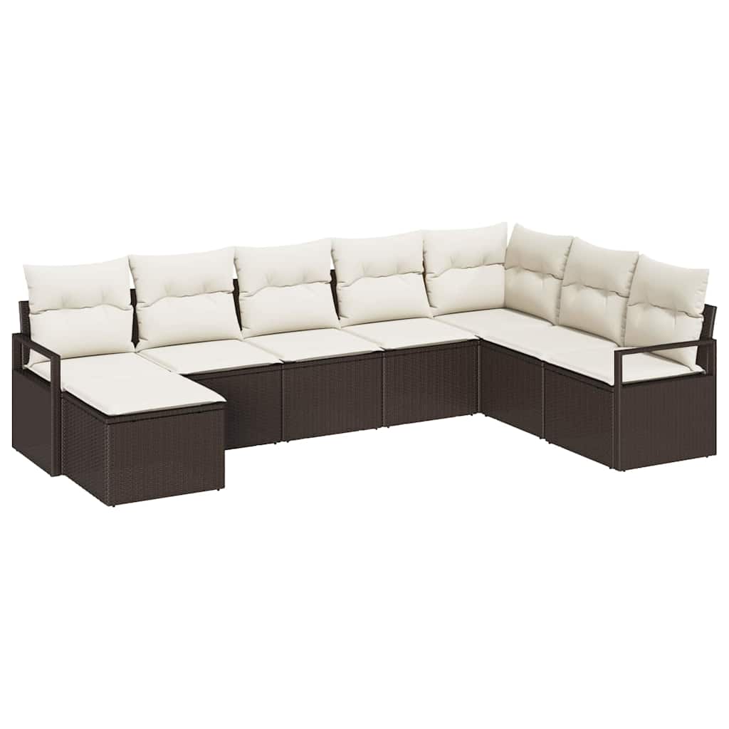 Garten-Sofa-Set mit Kissen mit Speicher 8 pcs Braun, Creme