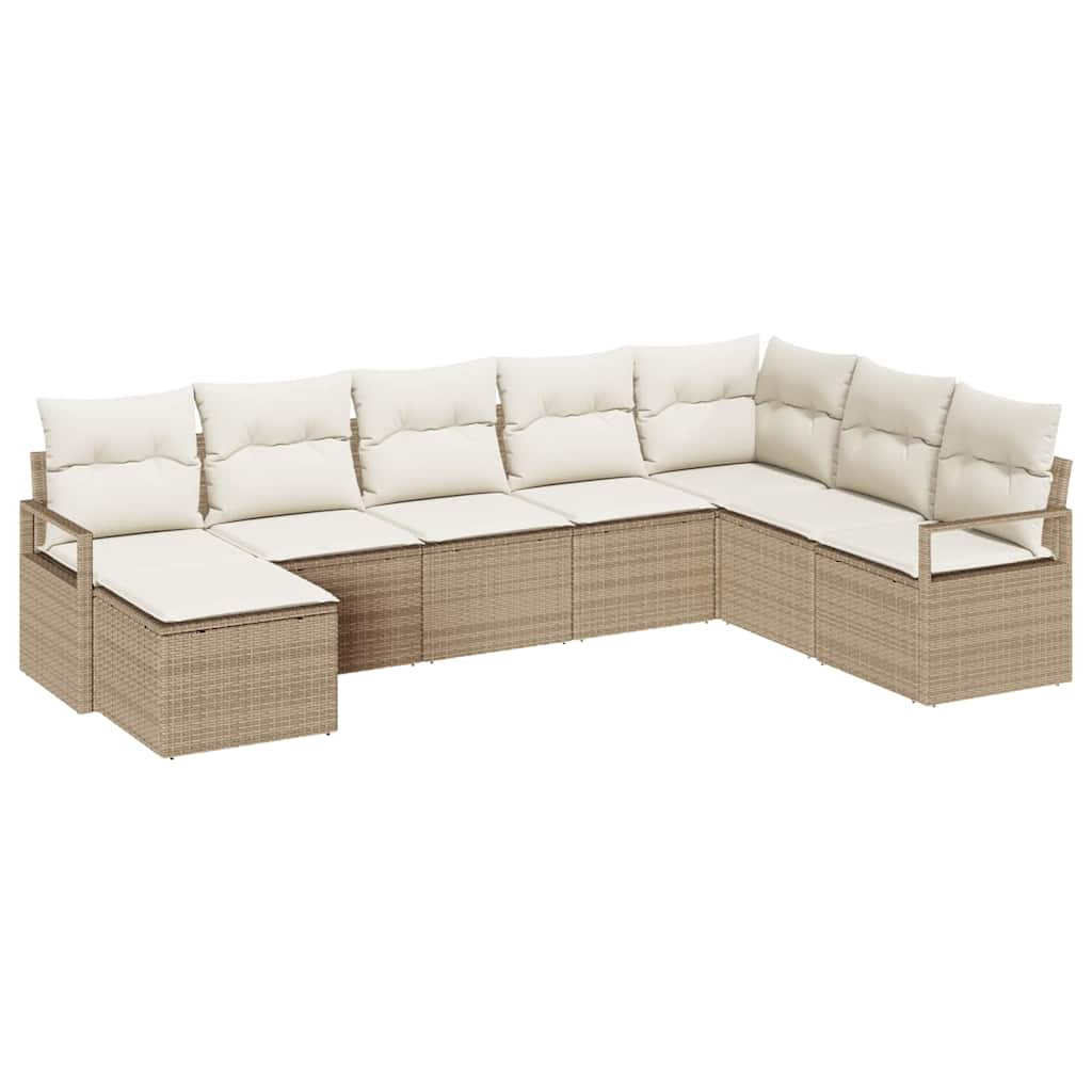 Garten-Sofa-Set mit Kissen mit Speicher 8 pcs Beige, Creme