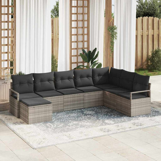 Garten-Sofa-Set mit Kissen mit Speicher 8 pcs Hellgrau