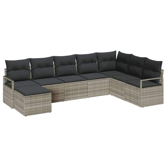 Garten-Sofa-Set mit Kissen mit Speicher 8 pcs Hellgrau