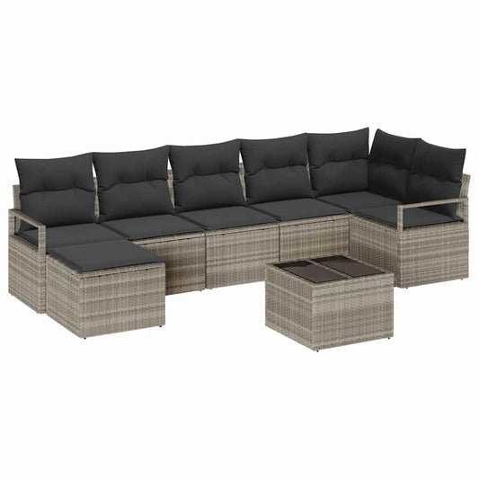 Garten-Sofa-Set mit Kissen mit Speicher 9 pcs Hellgrau