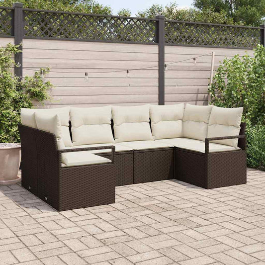 Garten-Sofa-Set mit Kissen mit Speicher 6 pcs Braun, Creme