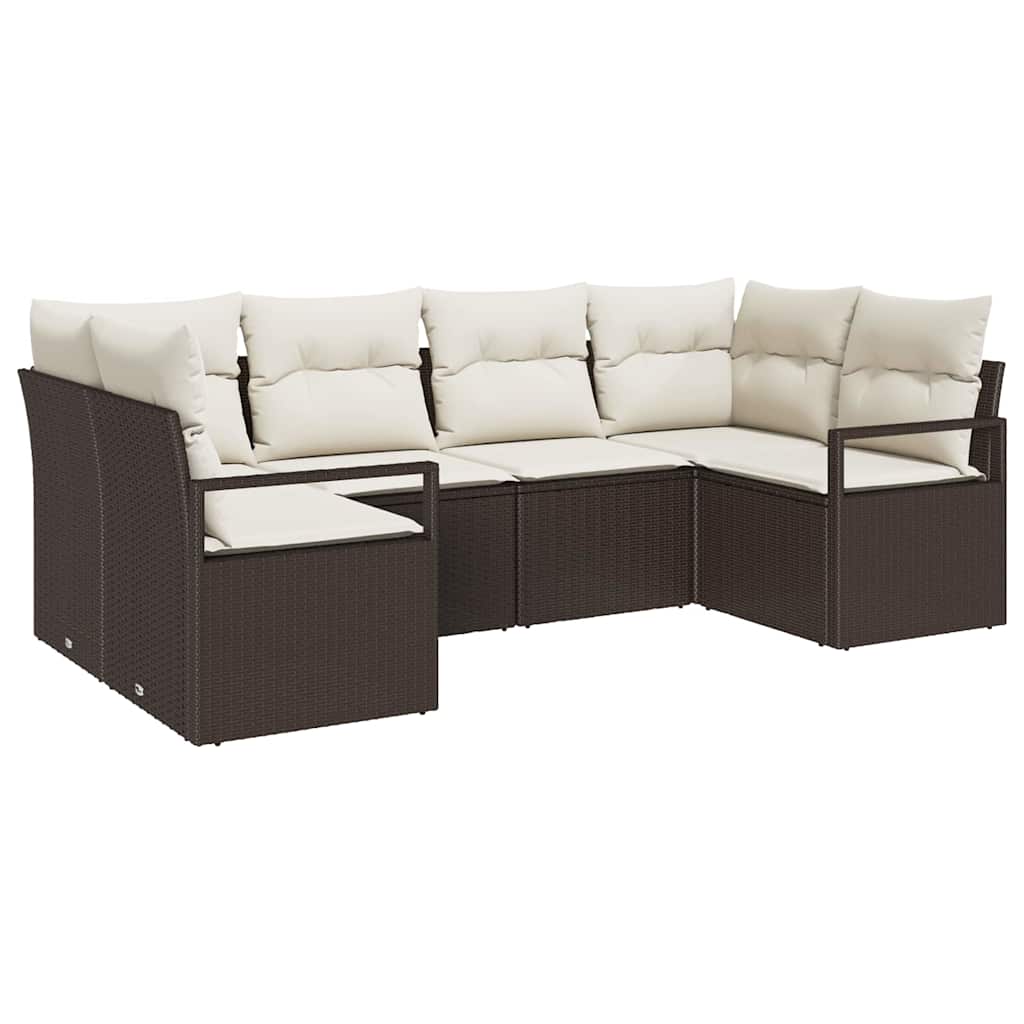Garten-Sofa-Set mit Kissen mit Speicher 6 pcs Braun, Creme