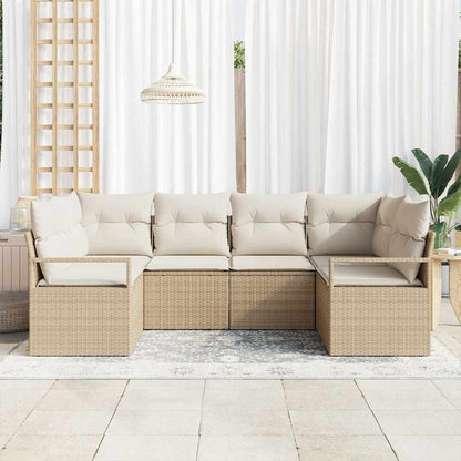 Garten-Sofa-Set mit Kissen mit Speicher 6 pcs Beige, Creme