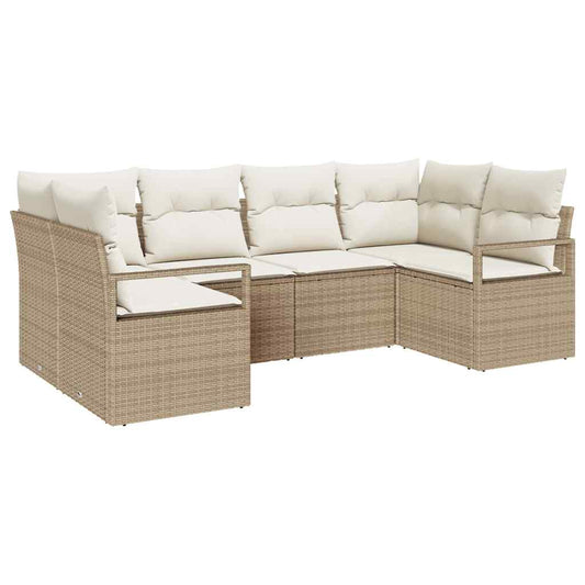 Garten-Sofa-Set mit Kissen mit Speicher 6 pcs Beige, Creme