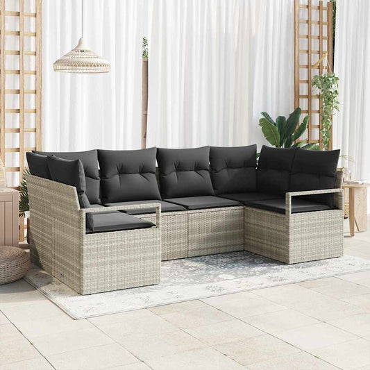 Garten-Sofa-Set mit Kissen mit Speicher 6 pcs Hellgrau