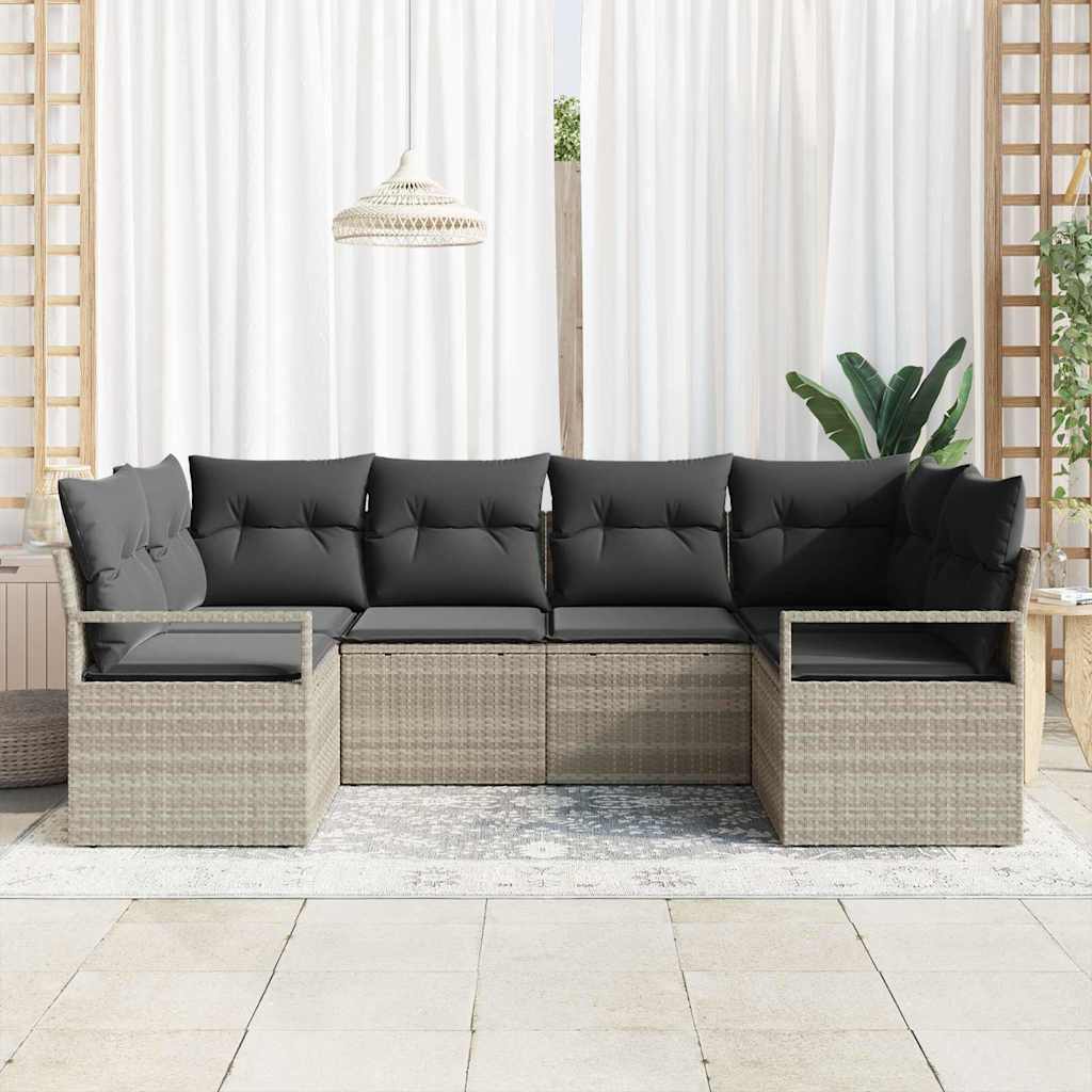 Garten-Sofa-Set mit Kissen mit Speicher 6 pcs Hellgrau