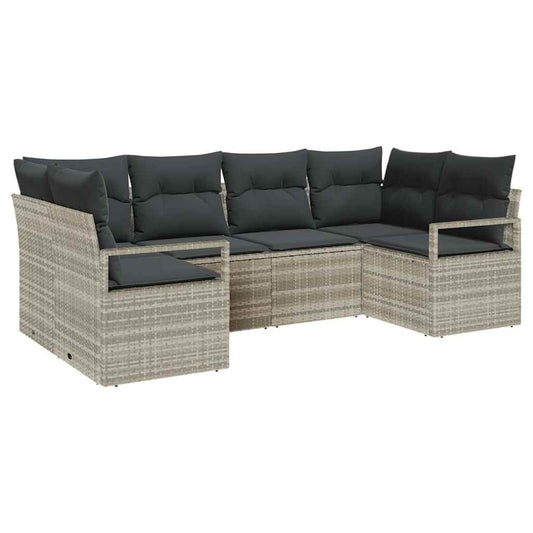 Garten-Sofa-Set mit Kissen mit Speicher 6 pcs Hellgrau