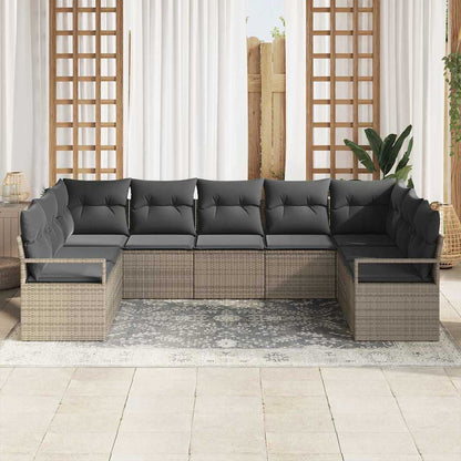 Garten-Sofa-Set mit Kissen mit Speicher 7 pcs Grau