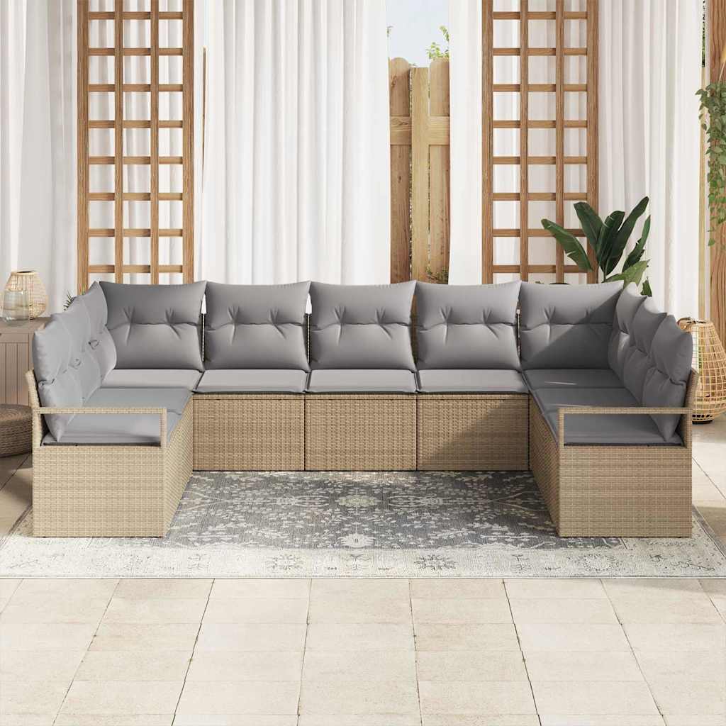 Garten-Sofa-Set mit Kissen mit Speicher 7 pcs Beige, Hellgrau