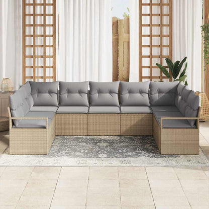 Garten-Sofa-Set mit Kissen mit Speicher 7 pcs Beige, Hellgrau