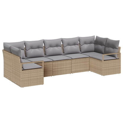 Garten-Sofa-Set mit Kissen mit Speicher 7 pcs Beige, Hellgrau