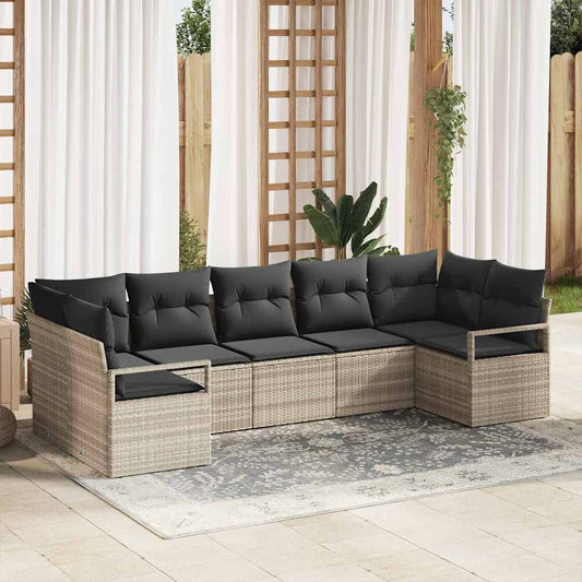 Garten-Sofa-Set mit Kissen mit Speicher 7 pcs Hellgrau