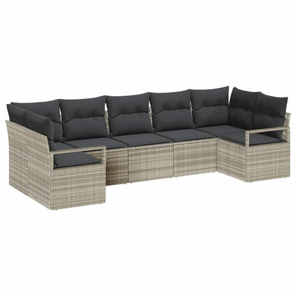 Garten-Sofa-Set mit Kissen mit Speicher 7 pcs Hellgrau