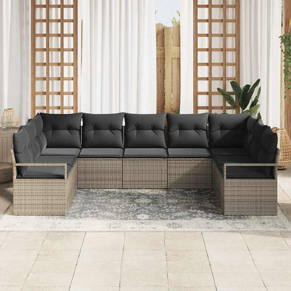 Garten-Sofa-Set mit Kissen mit Speicher 9 pcs Grau