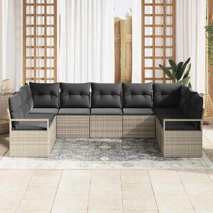 Garten-Sofa-Set mit Kissen mit Speicher 9 pcs Hellgrau