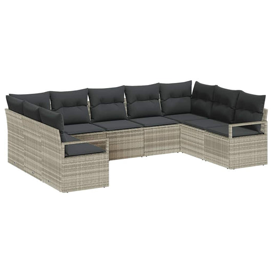 Garten-Sofa-Set mit Kissen mit Speicher 9 pcs Hellgrau