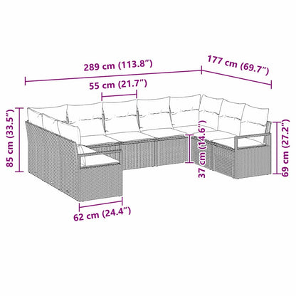 Garten-Sofa-Set mit Kissen mit Speicher 9 pcs Hellgrau
