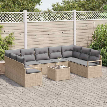 Garten-Sofa-Set mit Kissen mit Speicher 10 pcs Beige, Hellgrau