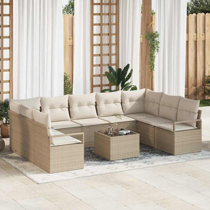 Garten-Sofa-Set mit Kissen mit Speicher 10 pcs Beige, Creme