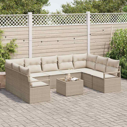 Garten-Sofa-Set mit Kissen mit Speicher 10 pcs Beige, Creme