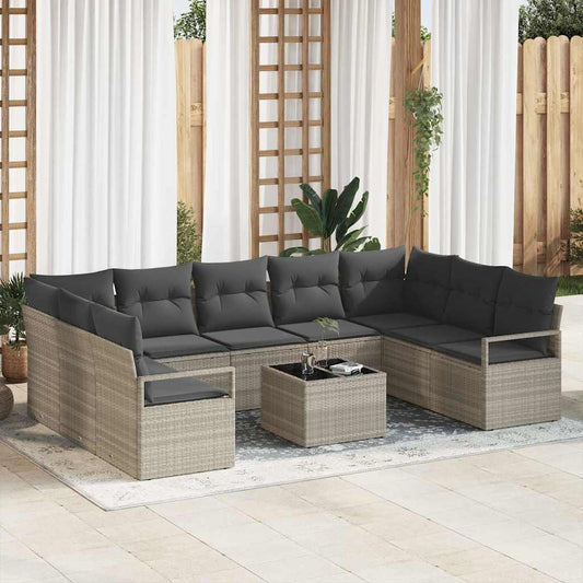 Garten-Sofa-Set mit Kissen mit Speicher 10 pcs Hellgrau
