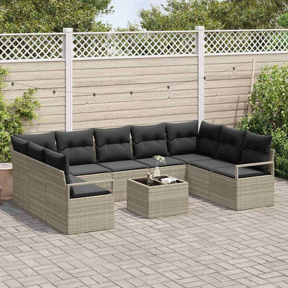Garten-Sofa-Set mit Kissen mit Speicher 10 pcs Hellgrau