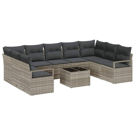 Garten-Sofa-Set mit Kissen mit Speicher 10 pcs Hellgrau