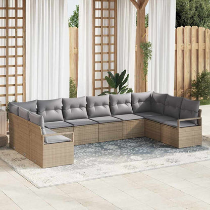 Garten-Sofa-Set mit Kissen mit Speicher 10 pcs Beige, Hellgrau