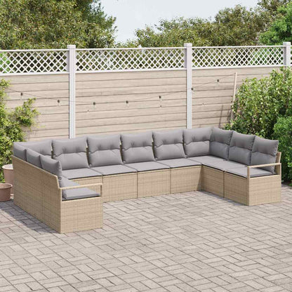 Garten-Sofa-Set mit Kissen mit Speicher 10 pcs Beige, Hellgrau