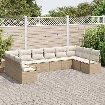 Garten-Sofa-Set mit Kissen mit Speicher 10 pcs Beige, Creme
