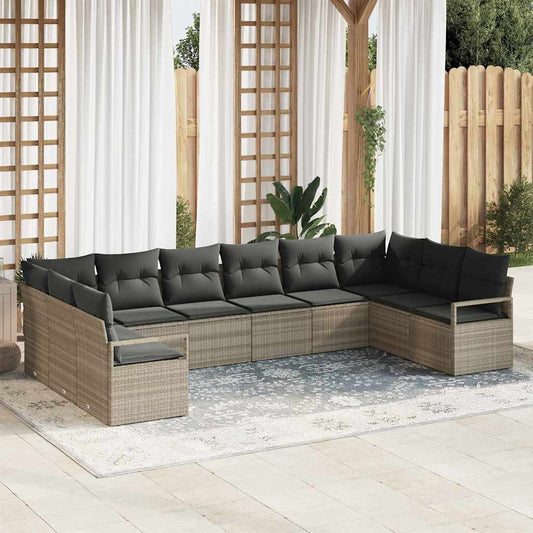 Garten-Sofa-Set mit Kissen mit Speicher 10 pcs Hellgrau