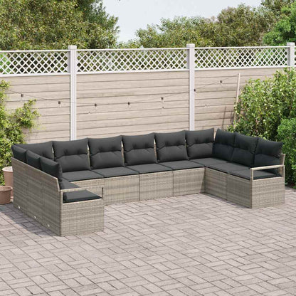 Garten-Sofa-Set mit Kissen mit Speicher 10 pcs Hellgrau