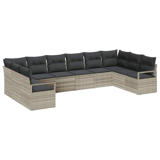 Garten-Sofa-Set mit Kissen mit Speicher 10 pcs Hellgrau