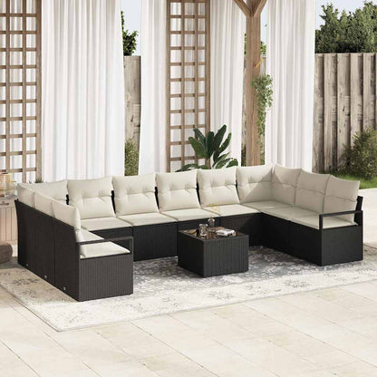 Garten-Sofa-Set mit Kissen mit Speicher 11 pcs Braun, Creme