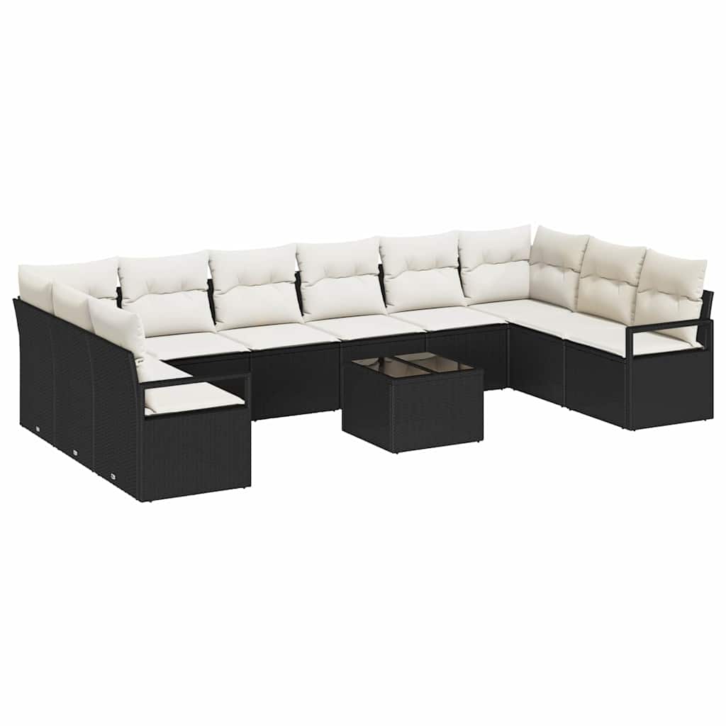 Garten-Sofa-Set mit Kissen mit Speicher 11 pcs Braun, Creme