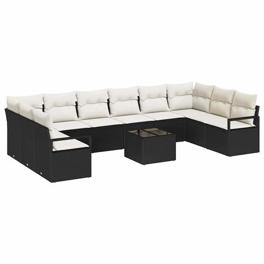 Garten-Sofa-Set mit Kissen mit Speicher 11 pcs Braun, Creme