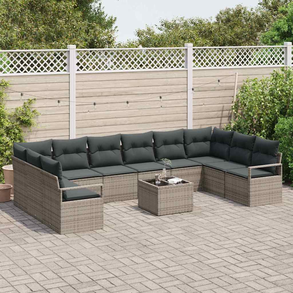 Garten-Sofa-Set mit Kissen mit Speicher 11 pcs Hellgrau