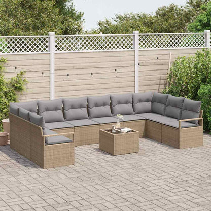 Garten-Sofa-Set mit Kissen mit Speicher 11 pcs Beige, Hellgrau
